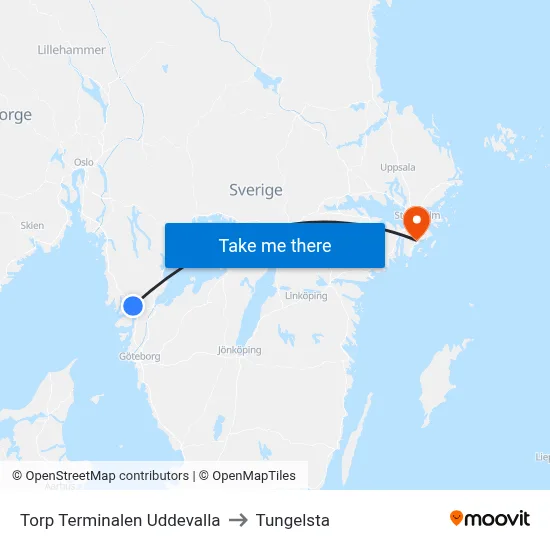 Torp Terminalen Uddevalla to Tungelsta map
