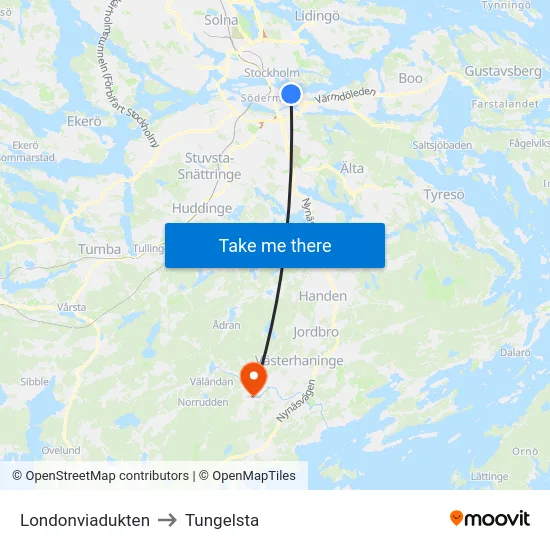 Londonviadukten to Tungelsta map