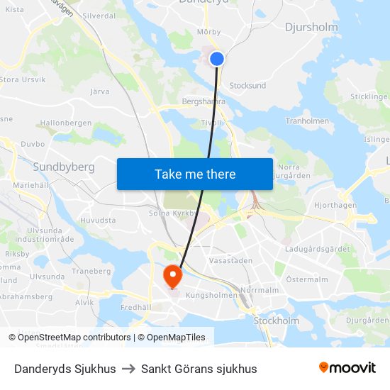 Danderyds Sjukhus to Sankt Görans sjukhus map