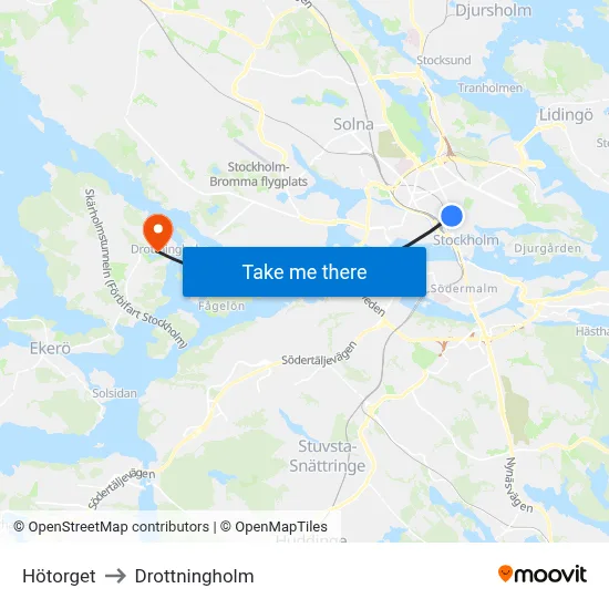 Hötorget to Drottningholm map