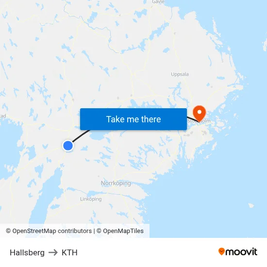 Hallsberg to KTH map