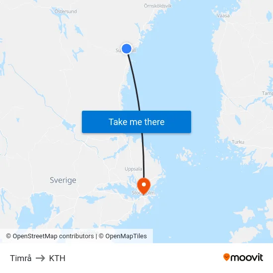 Timrå to KTH map