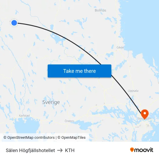 Sälen Högfjällshotellet to KTH map