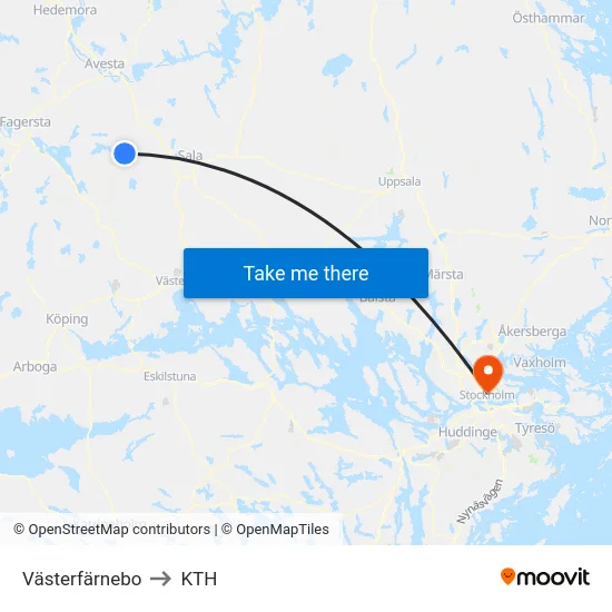 Västerfärnebo to KTH map