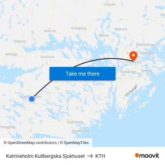 Katrineholm Kullbergska Sjukhuset to KTH map