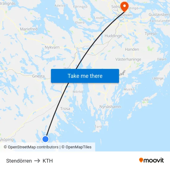 Stendörren to KTH map