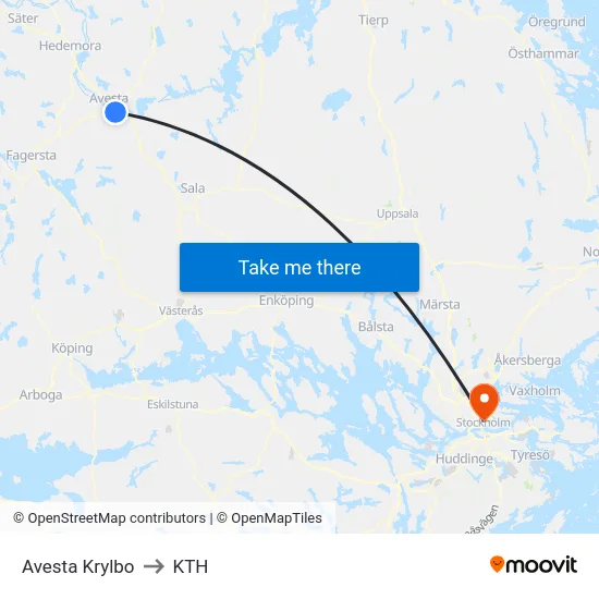 Avesta Krylbo to KTH map