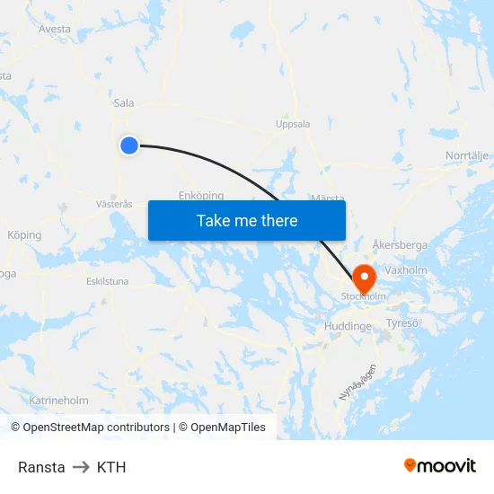 Ransta to KTH map