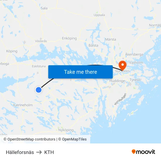 Hälleforsnäs to KTH map