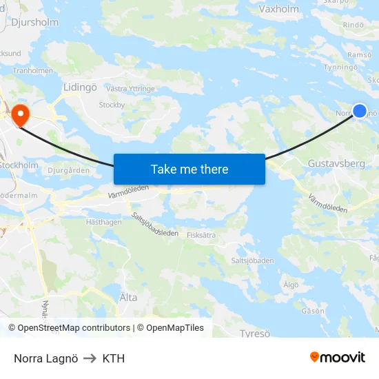 Norra Lagnö to KTH map