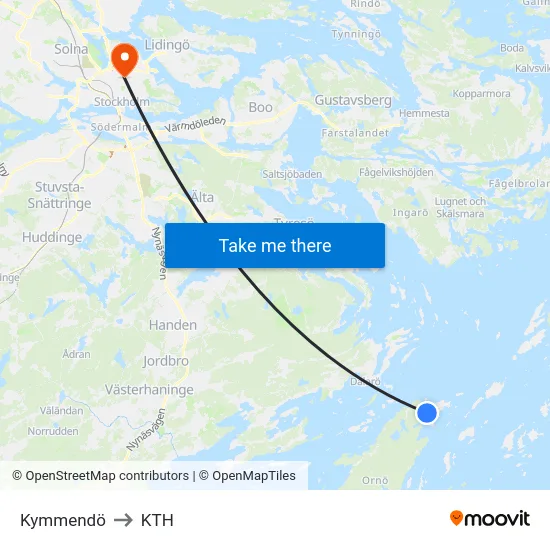 Kymmendö to KTH map