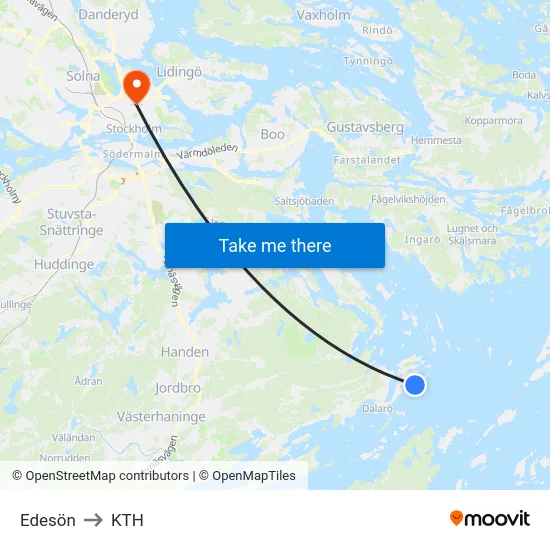 Edesön to KTH map