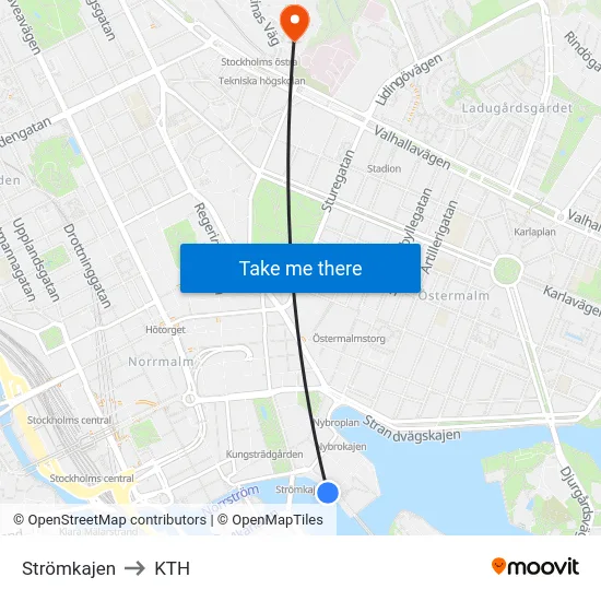 Strömkajen to KTH map