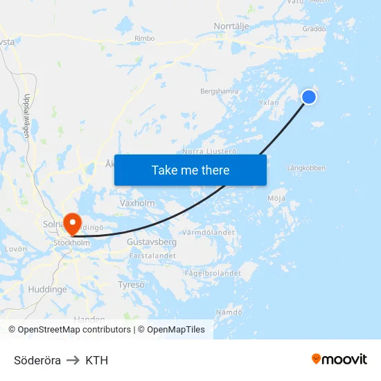Söderöra to KTH map