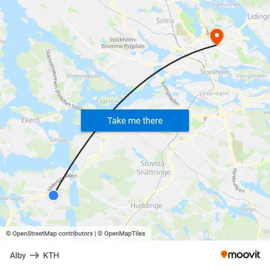 Alby to KTH map