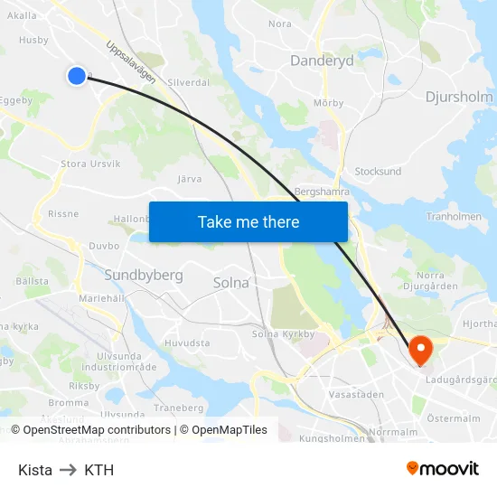 Kista to KTH map