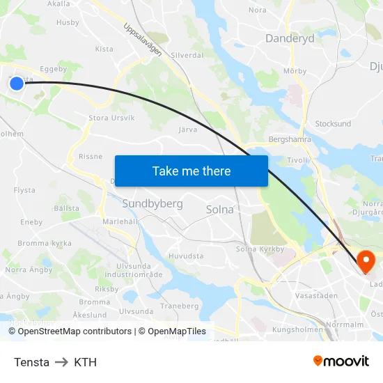 Tensta to KTH map