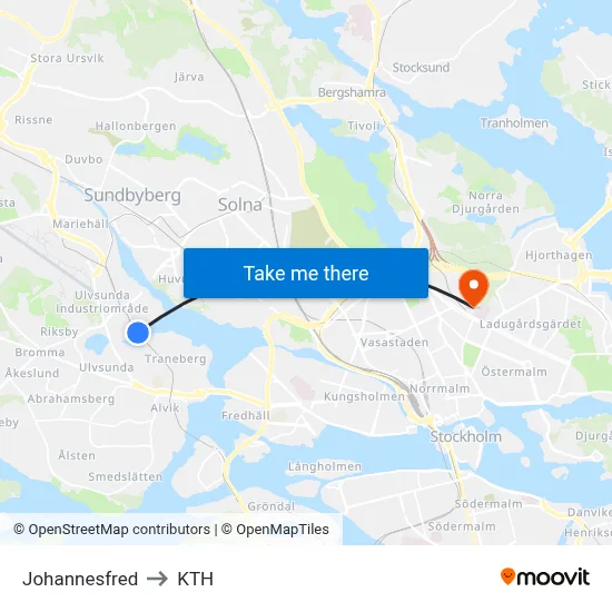 Johannesfred to KTH map