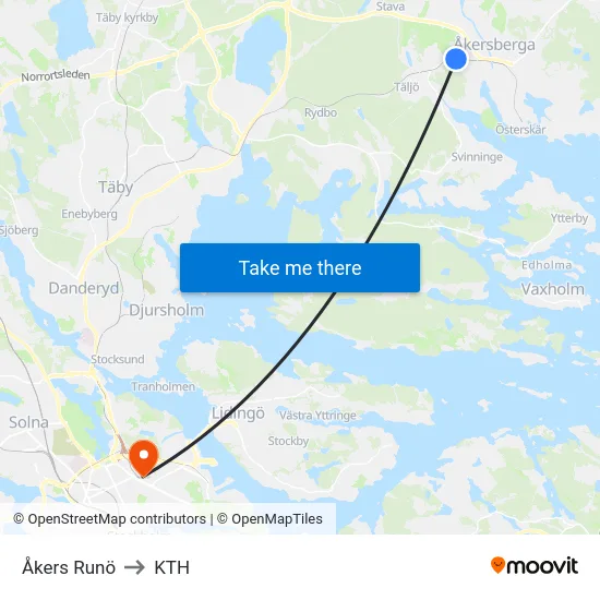 Åkers Runö to KTH map