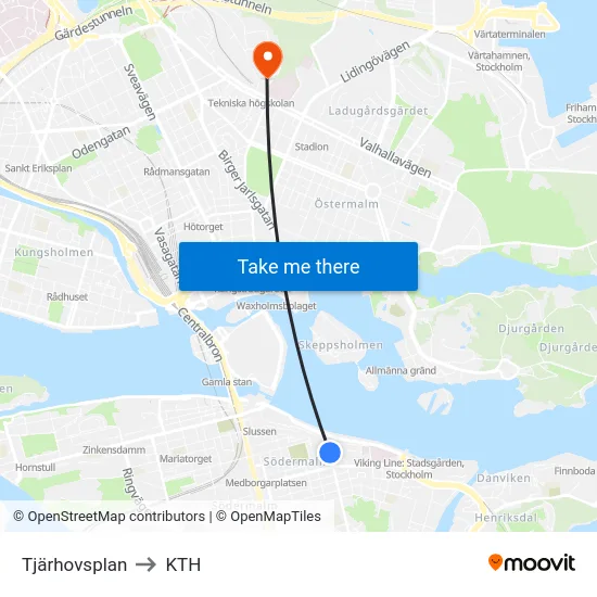 Tjärhovsplan to KTH map