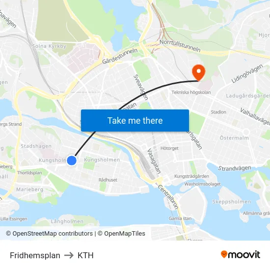 Fridhemsplan to KTH map