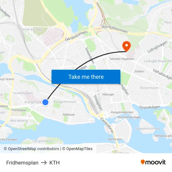 Fridhemsplan to KTH map