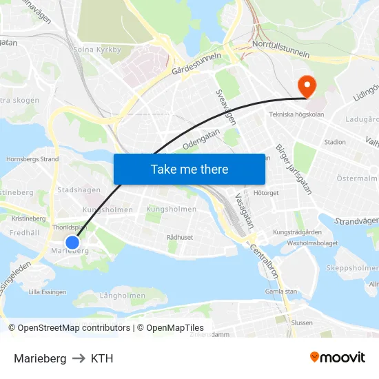 Marieberg to KTH map