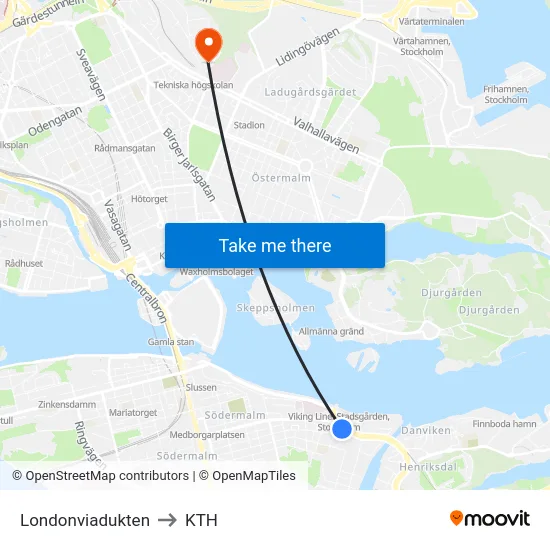 Londonviadukten to KTH map