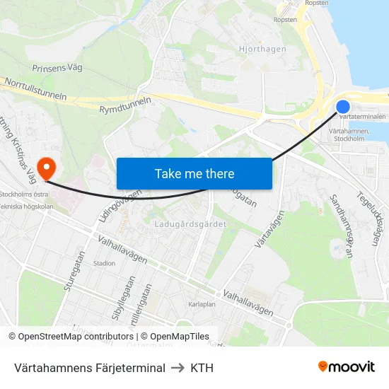 Värtahamnens Färjeterminal to KTH map