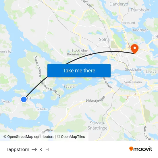Tappström to KTH map