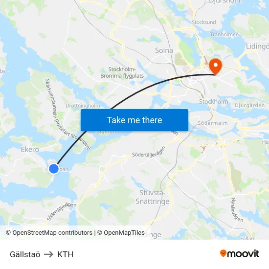 Gällstaö to KTH map