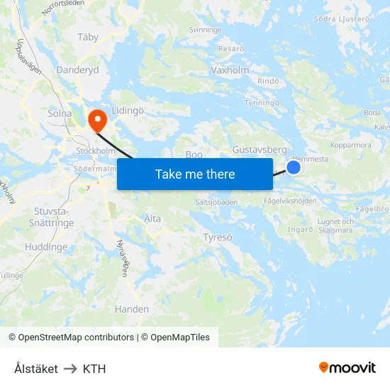 Ålstäket to KTH map