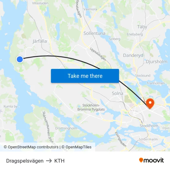 Dragspelsvägen to KTH map