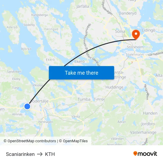 Scaniarinken to KTH map