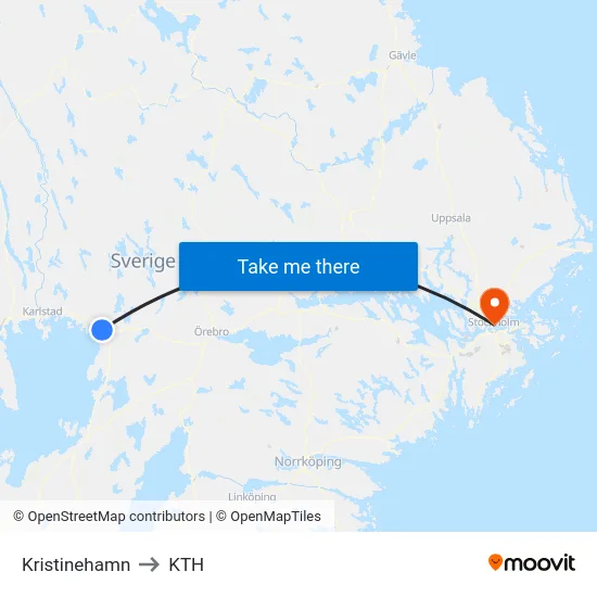 Kristinehamn to KTH map