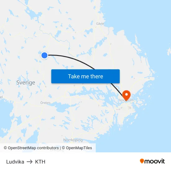 Ludvika to KTH map