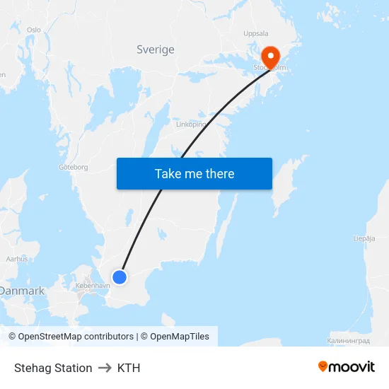 Stehag Station to KTH map