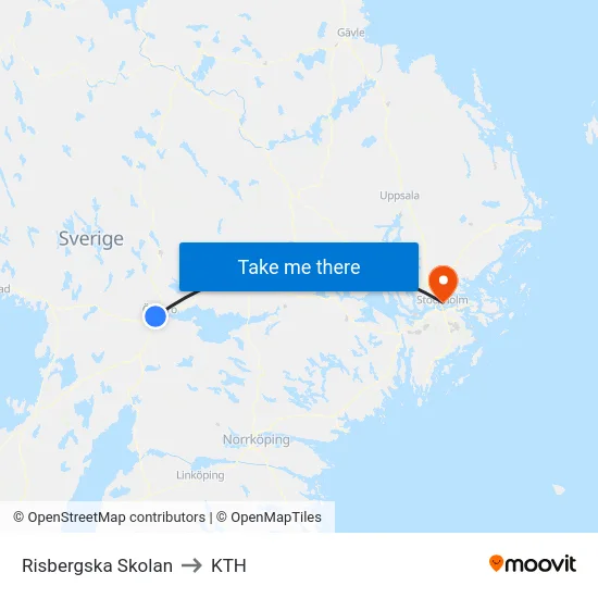 Risbergska Skolan to KTH map