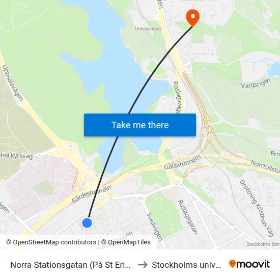 Norra Stationsgatan (På St Eriksgatan) to Stockholms universitet map