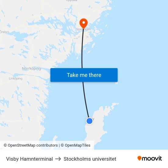 Visby Hamnterminal to Stockholms universitet map
