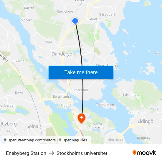 Enebyberg Station to Stockholms universitet map