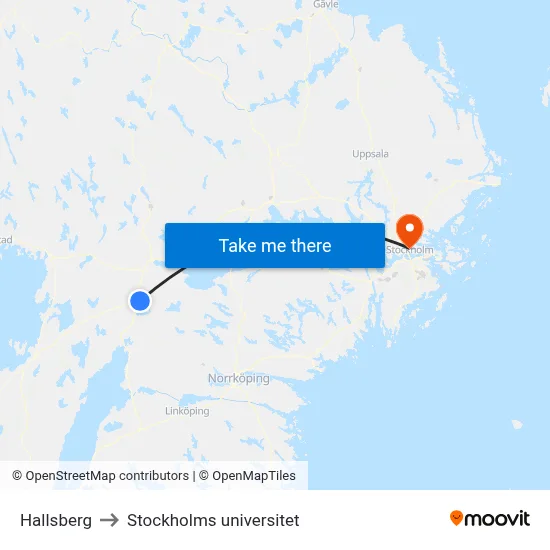 Hallsberg to Stockholms universitet map