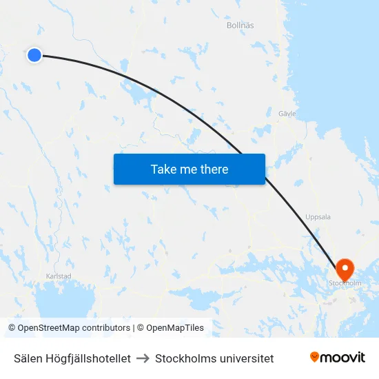 Sälen Högfjällshotellet to Stockholms universitet map