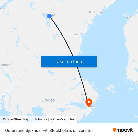Östersund Sjukhus to Stockholms universitet map