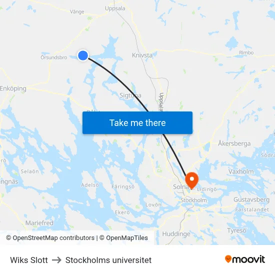 Wiks Slott to Stockholms universitet map