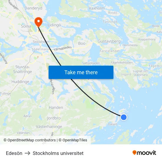 Edesön to Stockholms universitet map