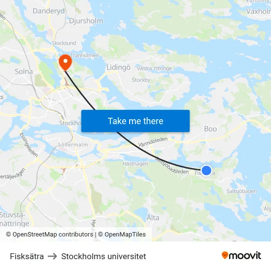 Fisksätra to Stockholms universitet map