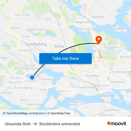 Ulvsunda Slott to Stockholms universitet map