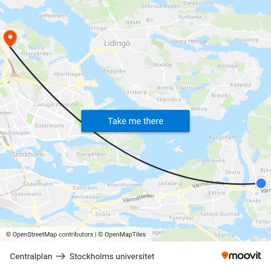 Centralplan to Stockholms universitet map