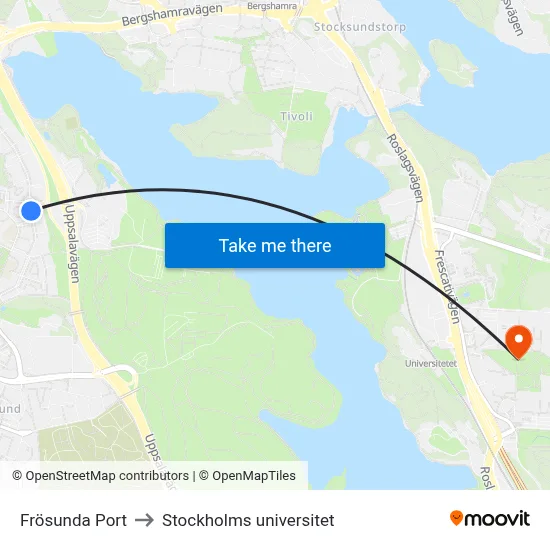 Frösunda Port to Stockholms universitet map